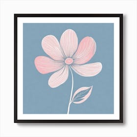 A White And Pink Flower In Minimalist Style Square Composition 98 Art Print