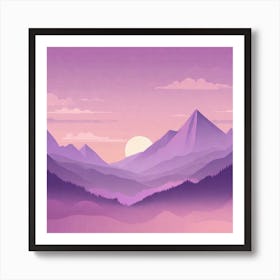 Misty mountains background in purple tone 82 Art Print