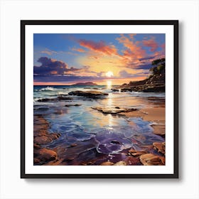 Sunset At The Beach 1 Art Print