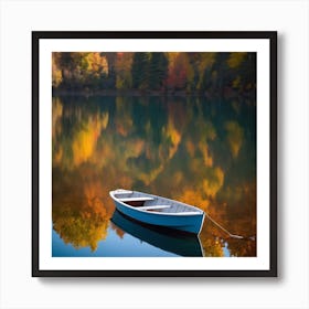 Small Boat In Autumn Art Print