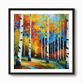 Birch Trees In Autumn 9 Art Print