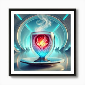 A Futuristic Drink Called Frozen Flame Tea, Elegan Art Print