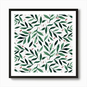 Pretty branches - green and red Art Print