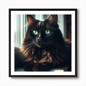 Black Cat With Green Eyes 1 Art Print