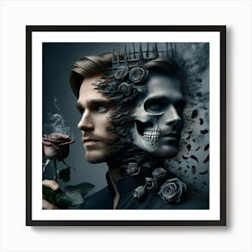 Man Holding A Rose 1 Art Print