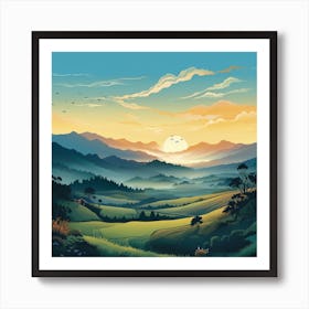 Landscape At Sunset Art Print