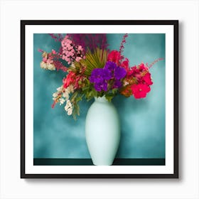 Creating A Beautiful Vase With Dazzling Colors And A Background With Beautiful Colors Solely Through 1 Art Print