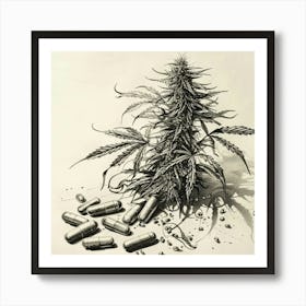 Marijuana Plant And Pills Art Print