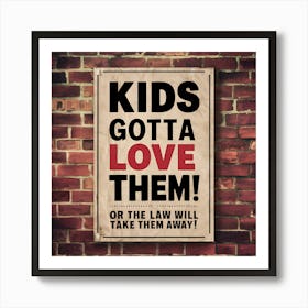 Kids Got A Love Them Or The Law Will Take Them Away (Red) Art Print