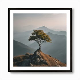 Lone Tree On Top Of Mountain 28 Art Print