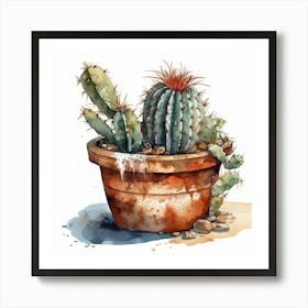 Watercolor Cactus 4 Affiche