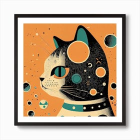 Cat In Space Mid Century Modern Art Print