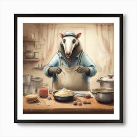 Fox In The Kitchen Art Print