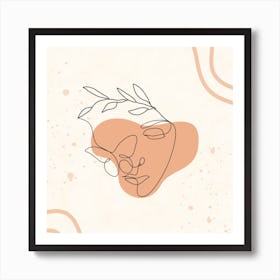 Line Drawing Of A Woman'S Face Art Print