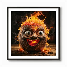 Halloween Pumpkin On Fire Art Print