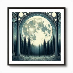 Full Moon In The Forest 3 Art Print