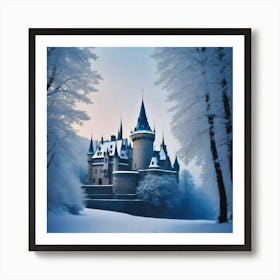 The snow castle in the snowy forest Art Print