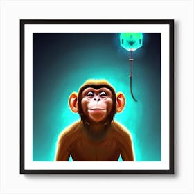 Monkey With A Light Bulb Art Print