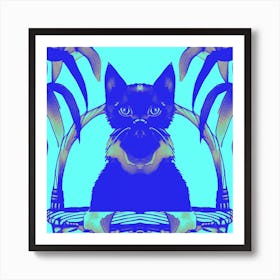 Cats Meow Blue Art Print
