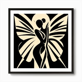 Abstract Butterfly with Female Figure Art Print