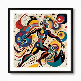 Colourful Abstract Nude Running Man 1 Art Print