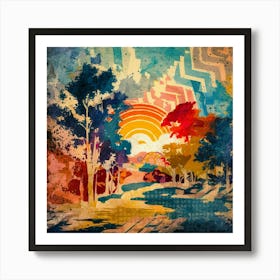 A stunning oil painting of a vibrant and abstract watercolor 10 Art Print