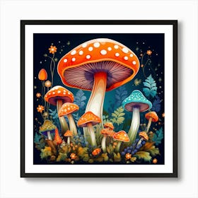 Mushrooms In The Forest 57 Art Print