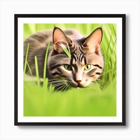 Cat In The Grass Art Print