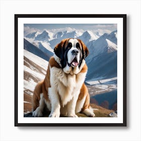 St Bernard Dog 45 Art Print