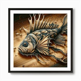 Ornate Fish Among Bubbles Art Print