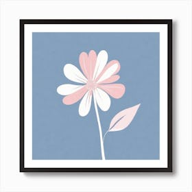 A White And Pink Flower In Minimalist Style Square Composition 71 Art Print