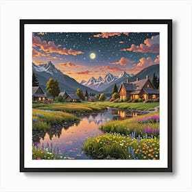 Night At The Cabin Art Print