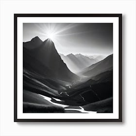 Black And White Mountain Landscape 15 Art Print