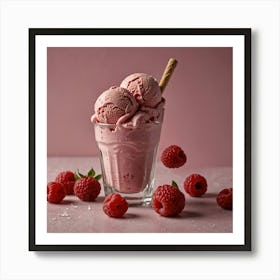 Ice Cream With Raspberries 12 Art Print