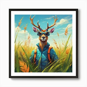 Deer In The Grass 2 Art Print