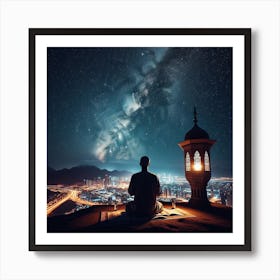 Muslim Man Praying At Night 2 Poster