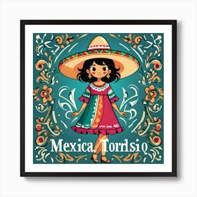 Mexican Girl In Sombrero 3 Art Print