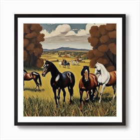 Horses In The Field 12 Art Print