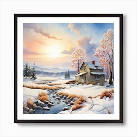 House In The Snow Art Print