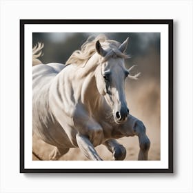 White Horse Galloping Art Print