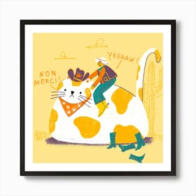 Cat Cowboy Illustration Art Print