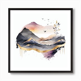 Scotland Landscape Watercolor Abstract Art Print