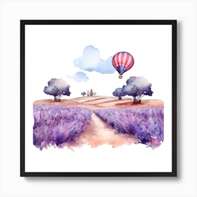 Lavender Field With Hot Air Balloon Art Print