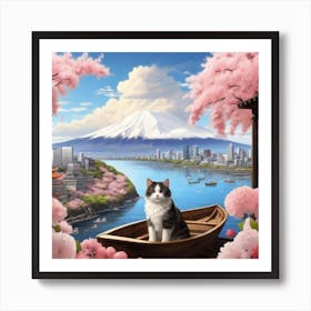 Cat On A Boat Art Print