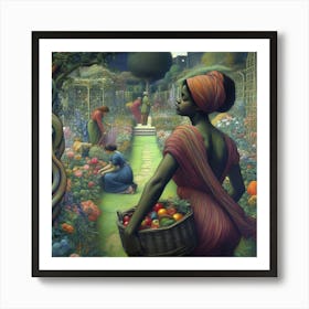 Woman In The Garden 3 Art Print