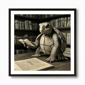 Turtle Reading A Book 1 Art Print