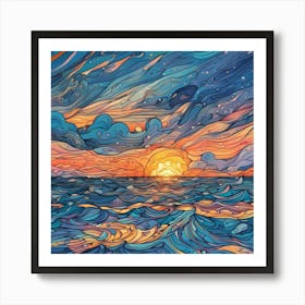 Sunset On The Ocean Art Print