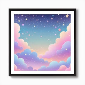 Sky With Twinkling Stars In Pastel Colors Square Composition 216 Art Print