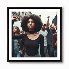 Afro-American Woman Protesting Art Print