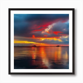 Sunset Over The Ocean 1 Art Print